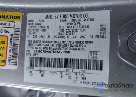 2021 Ford Bronco Sport from USA, damaged, VIN 3FMCR9A67MRA23996